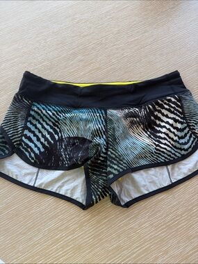 lululemon athletica Seawheeze Shorts with Teal Zebra-Print Panels size 10